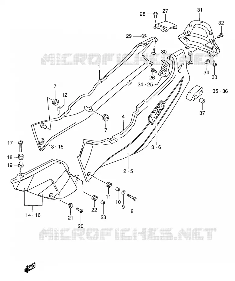 ACHTER KUIP  (MODELE V/W) Suzuki MOTO 1100 GSX-R 1995  GSX-R1100WS(E2)