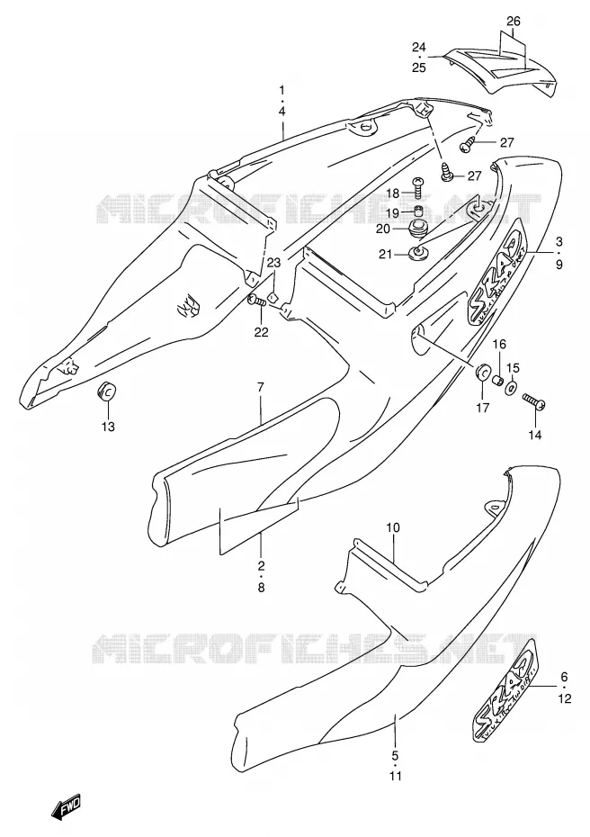 ACHTER KUIP  (MODELE W) Suzuki MOTO 750 GSX-R 1998  GSX-R750W(E2)