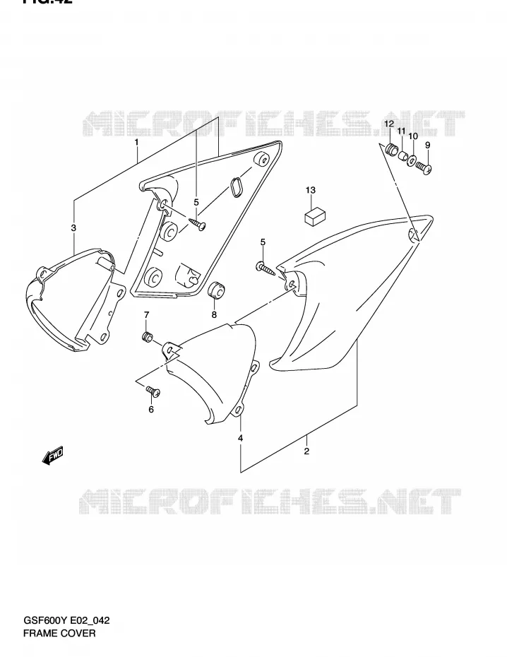 ACHTER KUIP  (MODELE Y/K1) Suzuki MOTO 600 BANDIT 2001  GSF600K1(E2)
