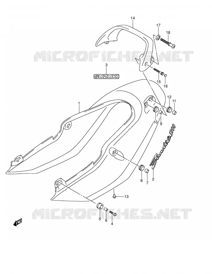 ACHTER KUIP - SEAT COWL (GSF1200K4) Suzuki MOTO 1200 BANDIT 2005  GSF1200ZK5(E2)