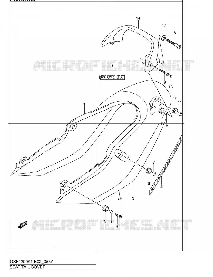 ACHTER KUIP - SEAT COWL (GSF1200SK2) Suzuki MOTO 1200 BANDIT 2004  GSF1200SK4(E2)