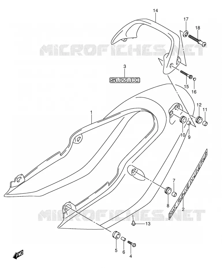 ACHTER KUIP - SEAT COWL (GSF1200SK3) Suzuki MOTO 1200 BANDIT 2005  GSF1200SZK5(E2)