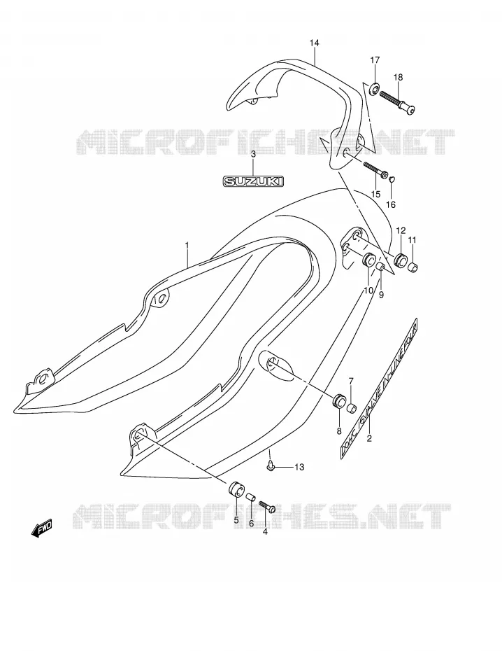 ACHTER KUIP - SEAT COWL (GSF1200SK4) Suzuki MOTO 1200 BANDIT 2004  GSF1200K4(E2)