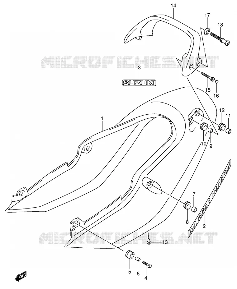 ACHTER KUIP - SEAT COWL (GSF1200SK5) Suzuki MOTO 1200 BANDIT 2001  GSF1200K1(E2)