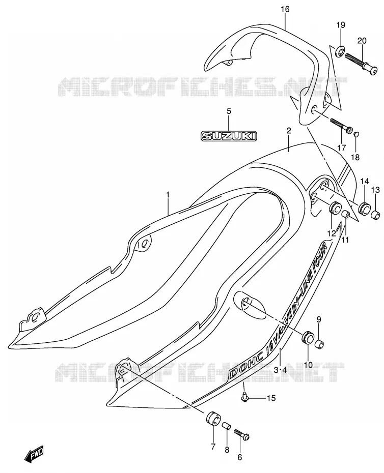 ACHTER KUIP - SEAT COWL (GSF1200SZK5) Suzuki MOTO 1200 BANDIT 2001  GSF1200SK1(E2)