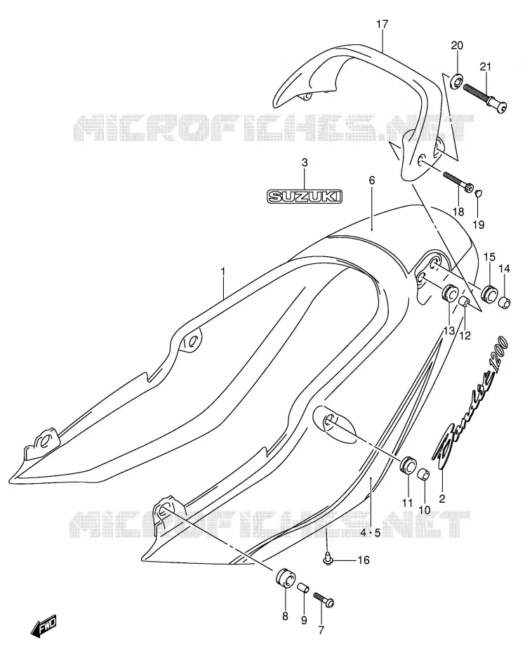 ACHTER KUIP - SEAT COWL (GSF1200ZK4) Suzuki MOTO 1200 BANDIT 2005  GSF1200K5(E2)
