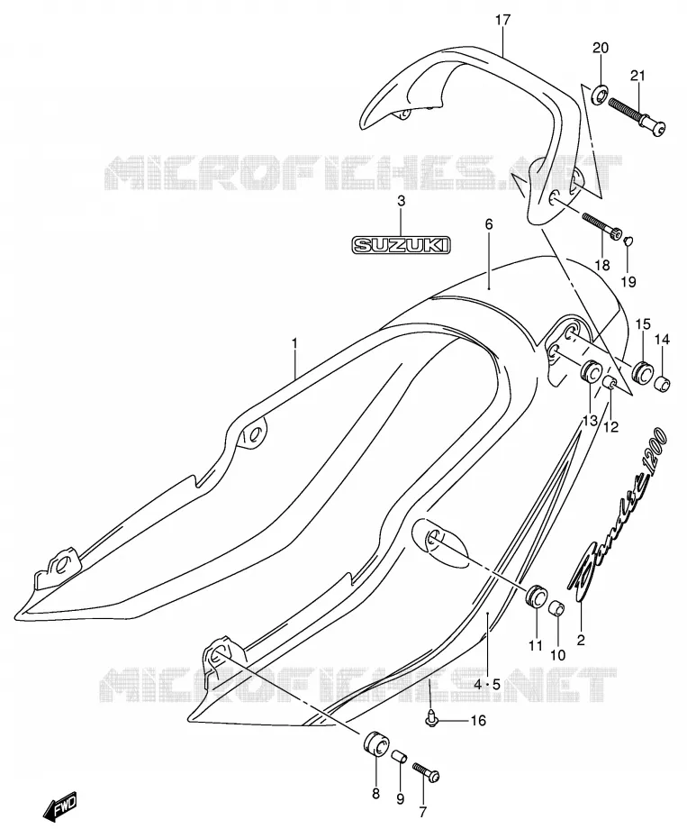 ACHTER KUIP - SEAT COWL (GSF1200ZK5) Suzuki MOTO 1200 BANDIT 2003  GSF1200K3(E2)