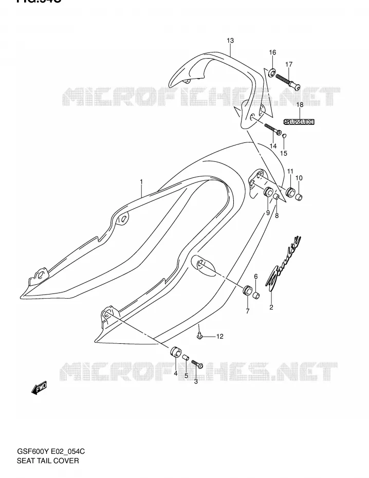 ACHTER KUIP - SEAT COWL (GSF600K2/UK2) Suzuki MOTO 600 BANDIT 2004  GSF600UK4(E2)