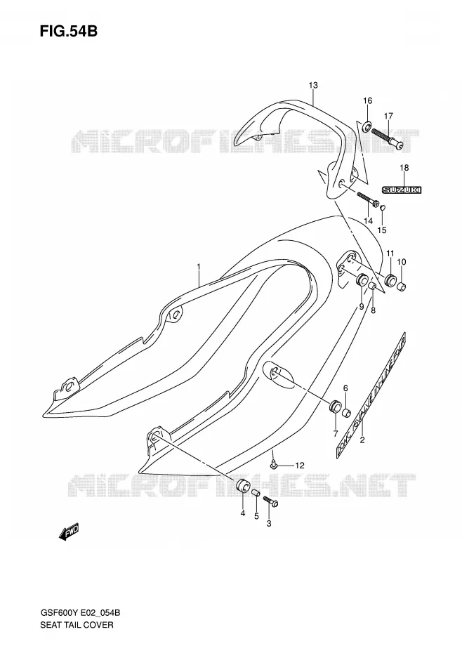 ACHTER KUIP - SEAT COWL (GSF600SK1/SUK1) Suzuki MOTO 600 BANDIT 2004  GSF600ZK4(E2)