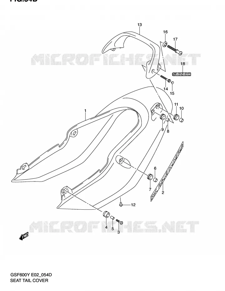 ACHTER KUIP - SEAT COWL (GSF600SK2/SUK2) Suzuki MOTO 600 BANDIT 2000  GSF600SUY(E2)