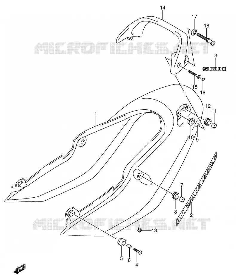 ACHTER KUIP - SEAT COWL (GSF600SK3/SUK3) Suzuki MOTO 600 BANDIT 2004  GSF600ZK4(E2)