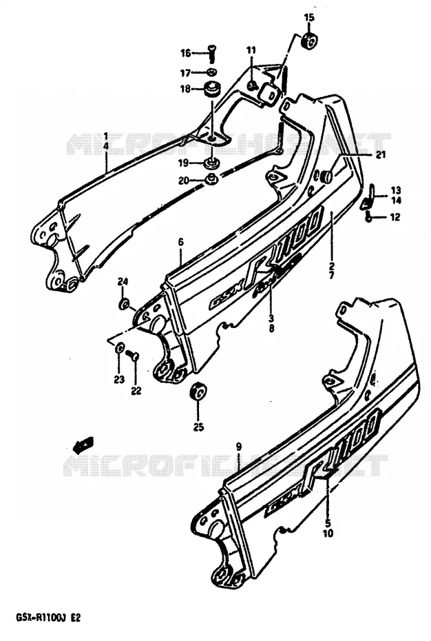 ACHTER KUIP - SEAT COWL (MODELE G/H) Suzuki MOTO 1100 GSX-R 1987  GSX-R1100H(G/H/J)
