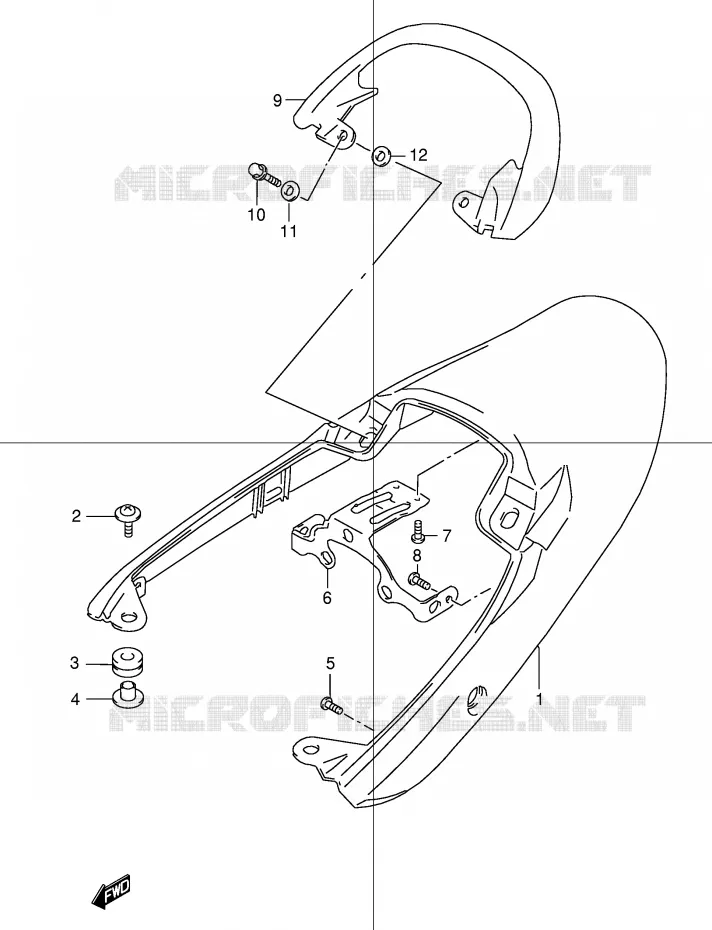 ACHTER KUIP - SEAT COWL Suzuki MOTO 1200 GSX 2000  GSX1200Y(E4)