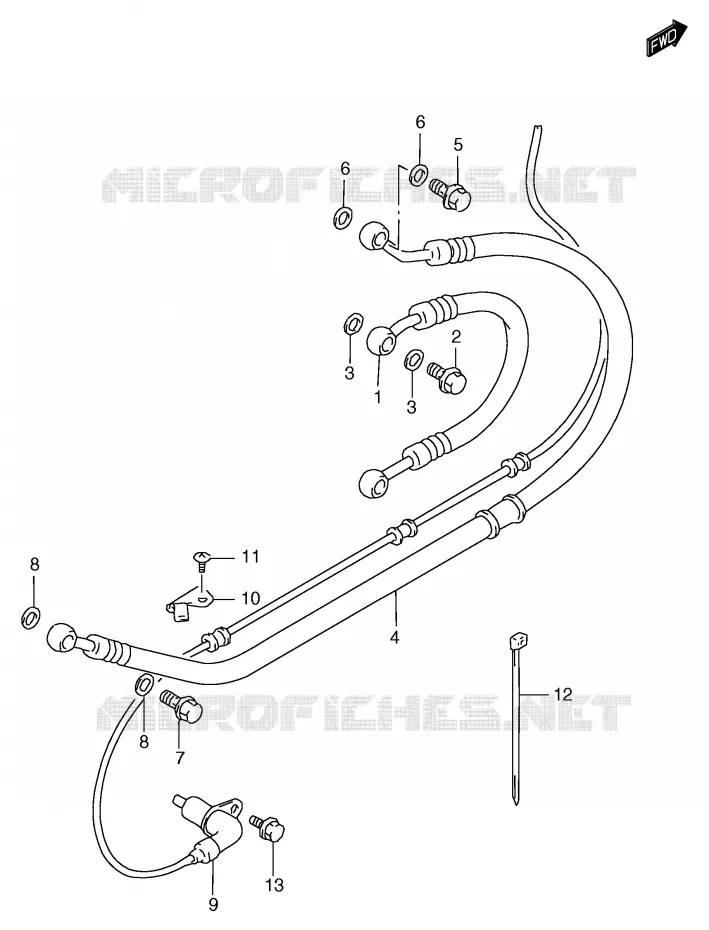 ACHTER REMSLANG (GSF1200SAV/SAW/SAX/SAY) Suzuki MOTO 1200 BANDIT 1999  GSF1200SX(E2)