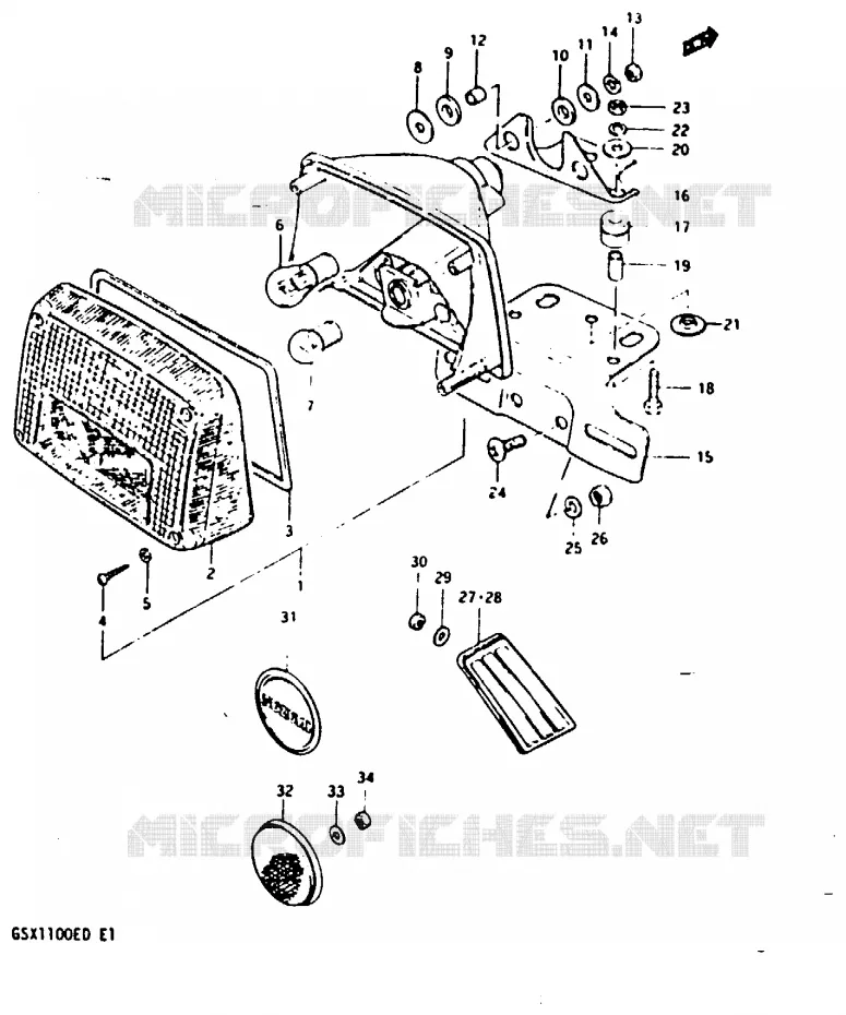 ACHTERLICHT Suzuki MOTO 1100 GSX-E 1982  GSX1100EZ(Z/D)