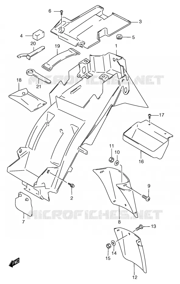ACHTERSPATBORD (GSF1200SAV/SAW/SAX/SAY) Suzuki MOTO 1200 BANDIT 2000  GSF1200Y(E2)