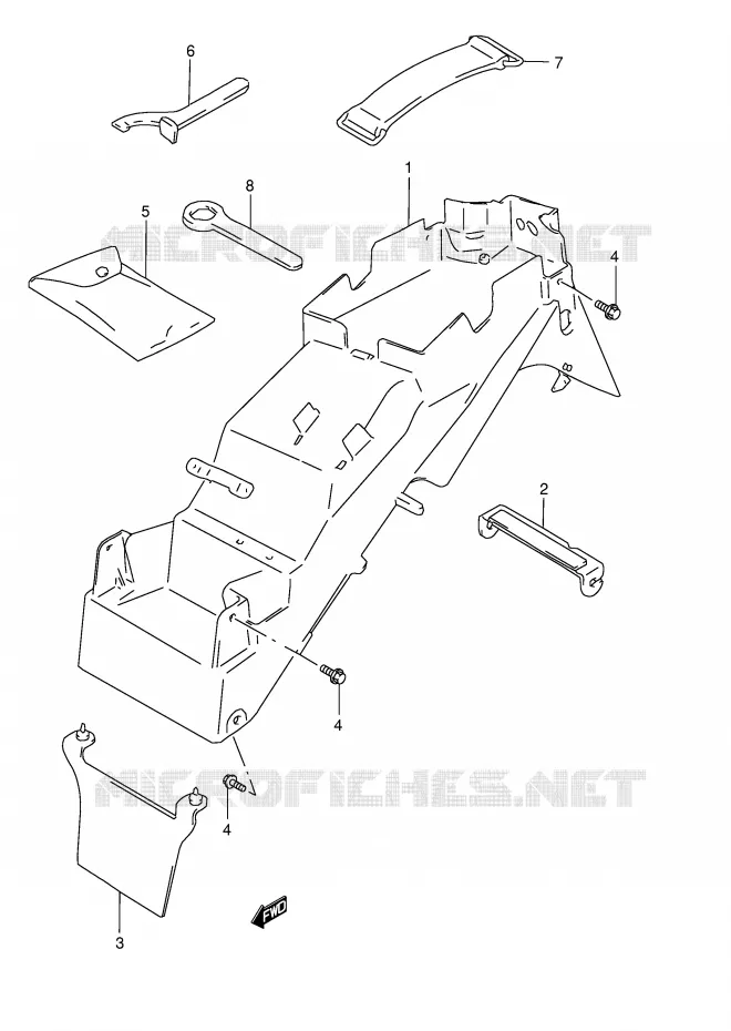 ACHTERSPATBORD (GSF1200ST/SV/SW/SX/SY) Suzuki MOTO 1200 BANDIT 1997  GSF1200SAV(E28)