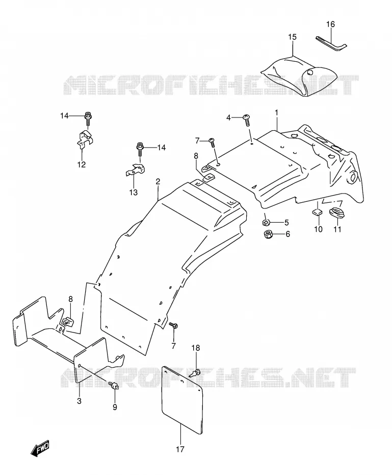 ACHTERSPATBORD (MODELE P/R) Suzuki MOTO 1100 GSX-R 1997  GSX-R1100WV(E28)