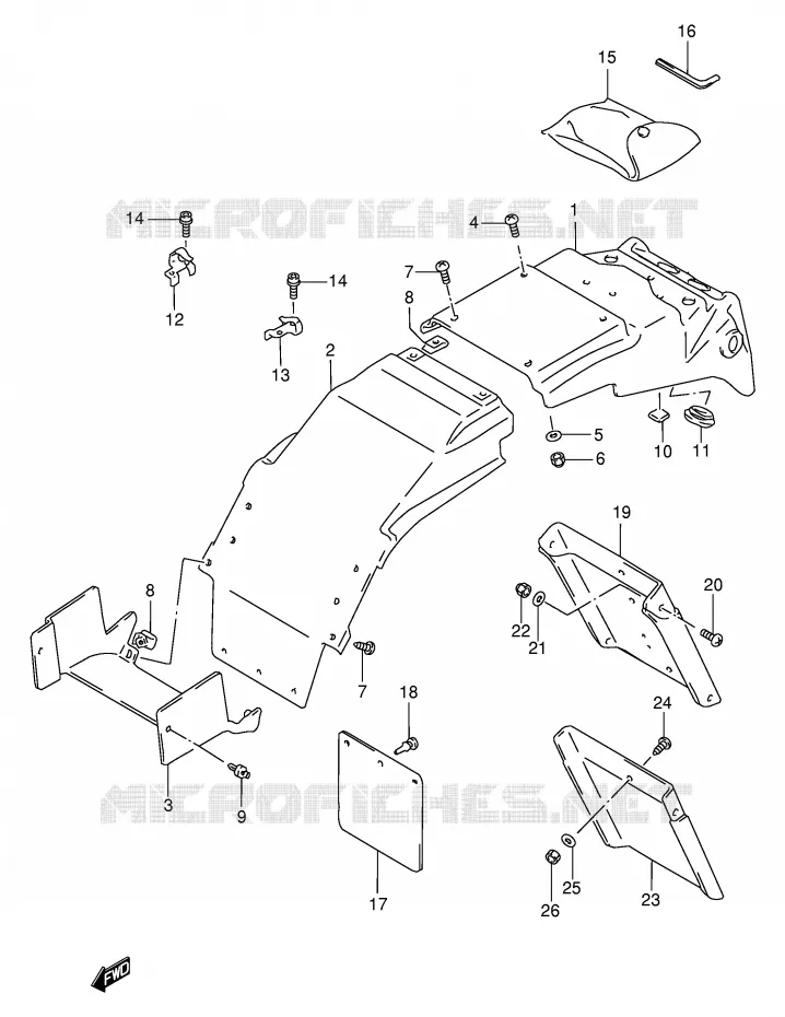 ACHTERSPATBORD (MODELE P/R) Suzuki MOTO 1100 GSX-R 1998  GSX-R1100WW(E2)