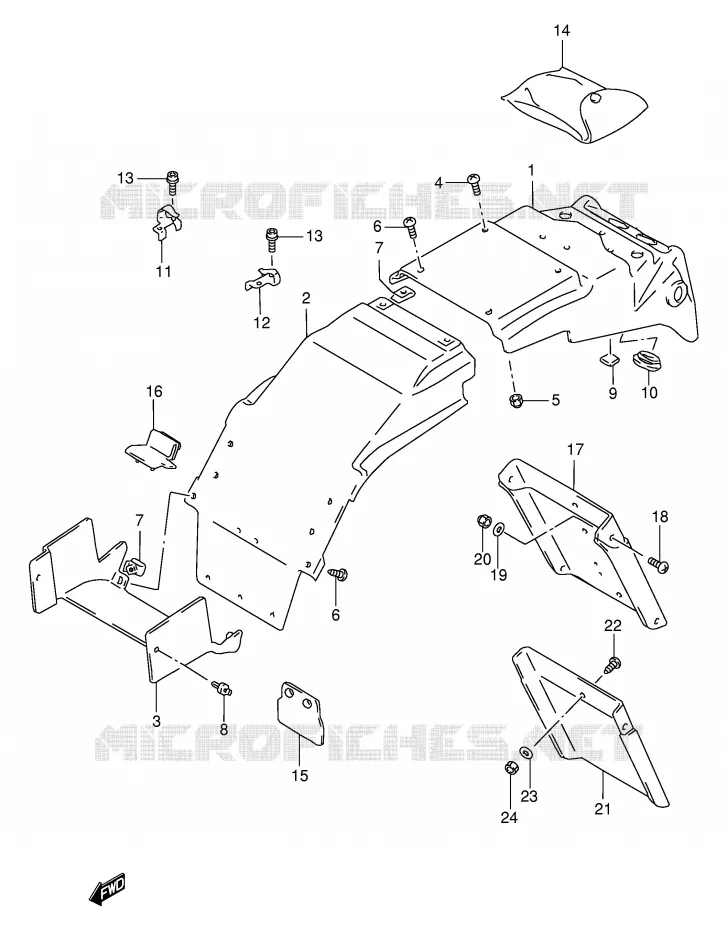 ACHTERSPATBORD (MODELE S) Suzuki MOTO 1100 GSX-R 1998  GSX-R1100WW(E2)
