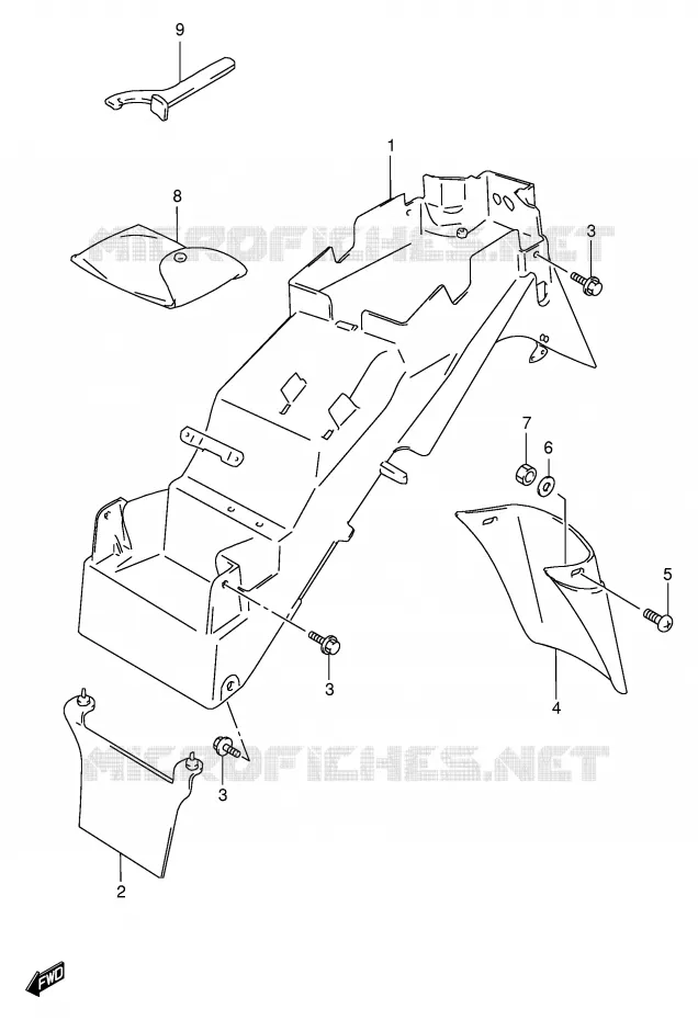 ACHTERSPATBORD (MODELE S) Suzuki MOTO 600 BANDIT 1999  GSF600X(E2)