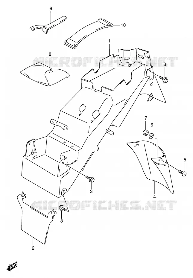 ACHTERSPATBORD (MODELE T/V/W/X) Suzuki MOTO 600 BANDIT 1996  GSF600T(E2)