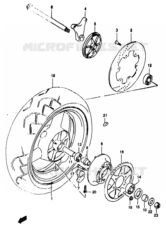 ACHTERWIEL (GSF1200SAV/SAW/SAX/SAY) Suzuki MOTO 1200 BANDIT 1999  GSF1200SX(T/V/W/X/Y)
