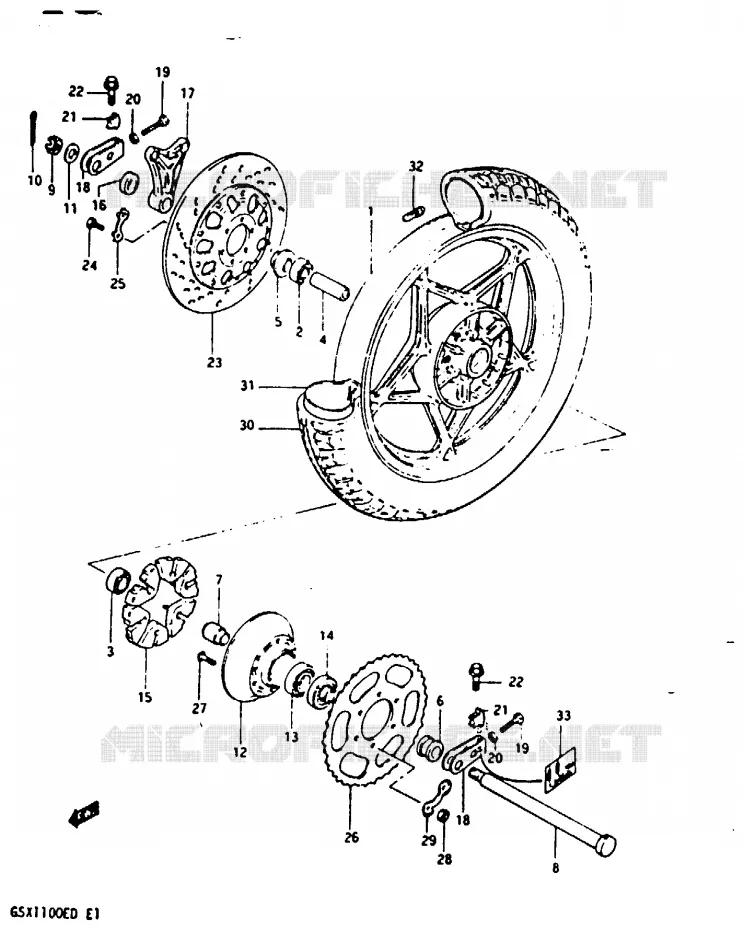 ACHTERWIEL (GSX1100EZ) Suzuki MOTO 1100 GSX 1983  GSX1100XD(Z/D)