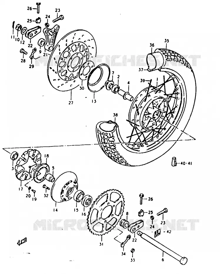ACHTERWIEL (GSX1100T, GSX1100X) Suzuki MOTO 1100 GSX 1981  GSX1100X(T/X)
