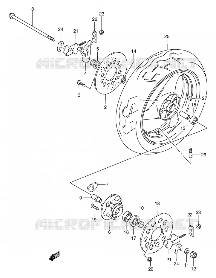 ACHTERWIEL Suzuki MOTO 250 GSX 1993  GSX250FP(E24)