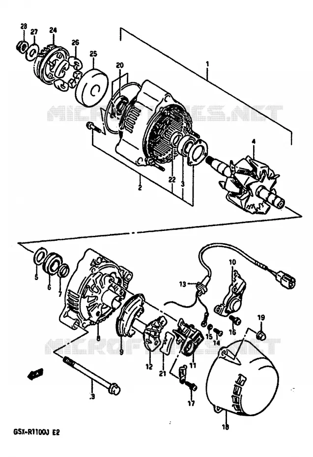 ALTERNATOR (MODELE J) Suzuki MOTO 1100 GSX-R 1987  GSX-R1100H(G/H/J)