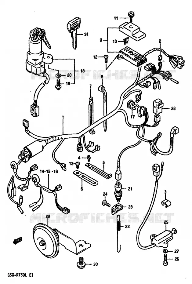 BEDRADING (MODELE J/K) Suzuki MOTO 750 GSX-R 1988  GSX-R750J(J/K/L)