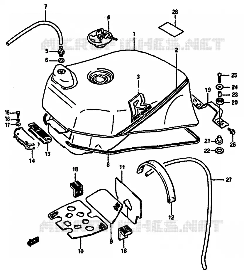 BENZINETANK (MODELE H) Suzuki MOTO 750 GSX-R 1985  GSX-R750F(F/G/H) E34