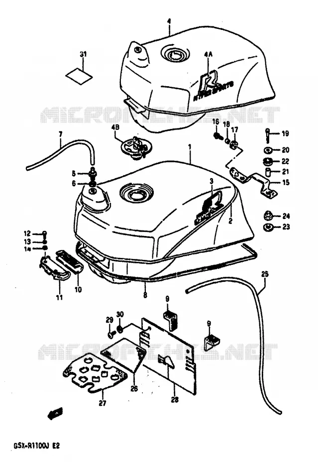 BENZINETANK (MODELE J) Suzuki MOTO 1100 GSX-R 1987  GSX-R1100H(G/H/J)