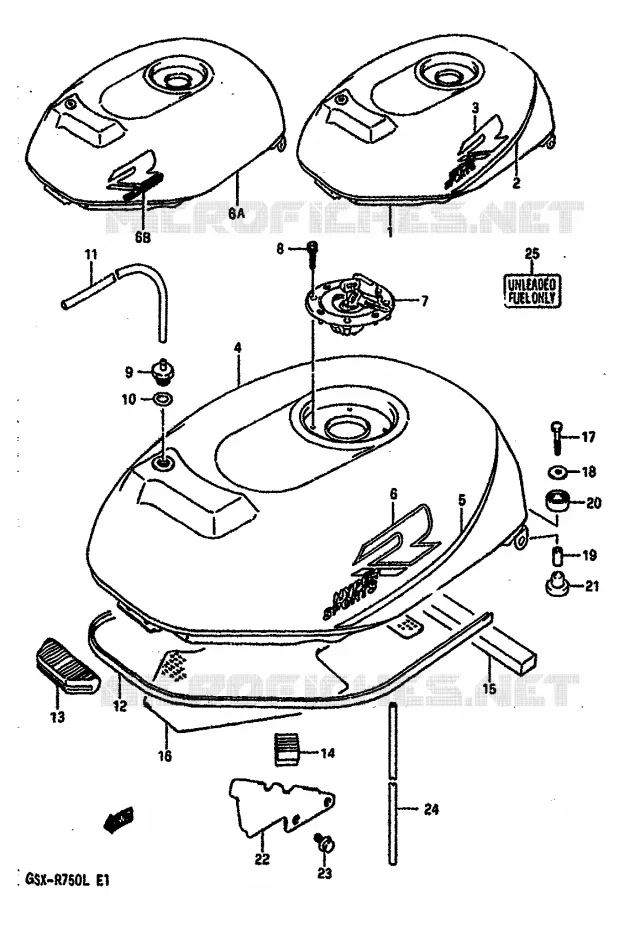 BENZINETANK (MODELE J) Suzuki MOTO 750 GSX-R 1988  GSX-R750J(J/K/L)