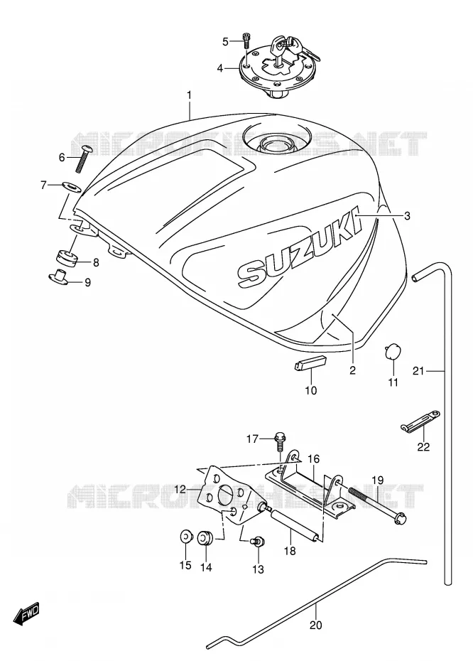BENZINETANK (MODELE K2) Suzuki MOTO 600 GSX-R 2001  GSX-R600U2K1(E2)