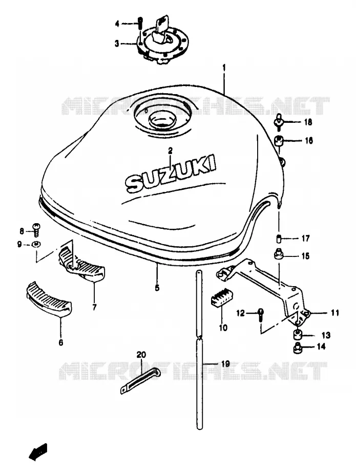 BENZINETANK (MODELE T/V) Suzuki MOTO 1200 BANDIT 1999  GSF1200X/GSF1200SX/GSF1200SAX