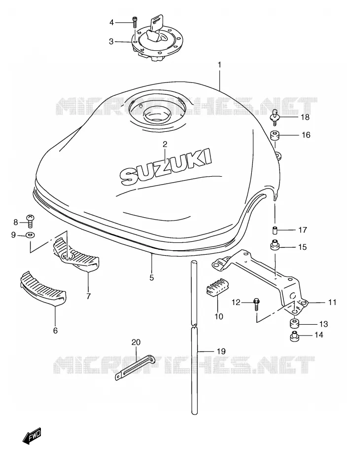 BENZINETANK (MODELE T/V) Suzuki MOTO 1200 BANDIT 2000  GSF1200SAY(E2)