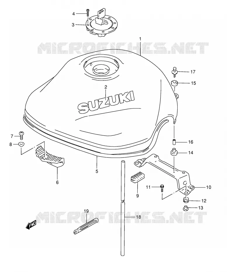 BENZINETANK (MODELE T/V) Suzuki MOTO 1200 BANDIT 2000  GSF1200SY(E28)