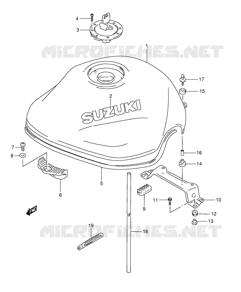 BENZINETANK (MODELE W/X) Suzuki MOTO 1200 BANDIT 2000  GSF1200SY(E28)
