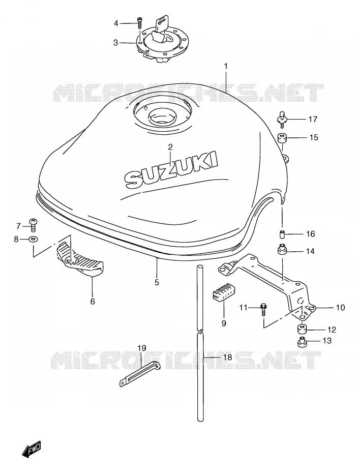 BENZINETANK (MODELE W/X) Suzuki MOTO 1200 BANDIT 2000  GSF1200Y(E2)
