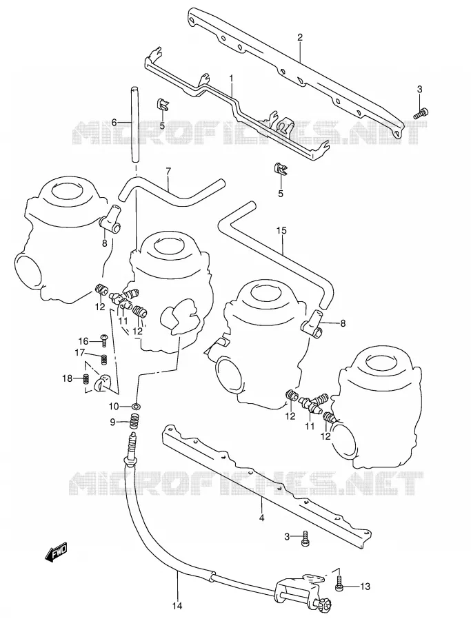 CARBURETOR AANSLUITINGEN (MODELE V/W) Suzuki MOTO 1100 GSX-R 1998  GSX-R1100WW(E28)