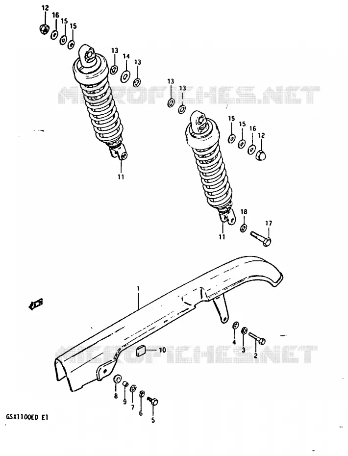 CHAIN ??GUARD - ACHTER SCHOKDEMPER (GSX1100ED/EXD,ESD) Suzuki MOTO 1100 GSX 1983  GSX1100D(Z/D)
