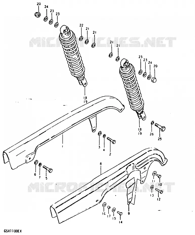 CHAIN ??GUARD - ACHTER SCHOKDEMPER Suzuki MOTO 1100 GSX 1980  GSX1100T(T/X)