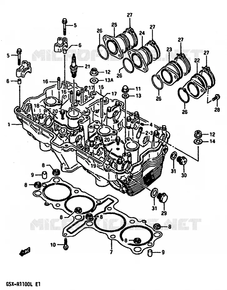 CILINDERKOP Suzuki MOTO 1100 GSX-R 1989  GSX-R1100K(K/L)