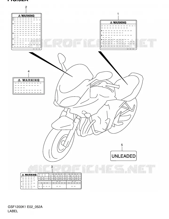 ETIKET (MODELE K2/K3/K4) Suzuki MOTO 1200 BANDIT 2004  GSF1200K4(E2)