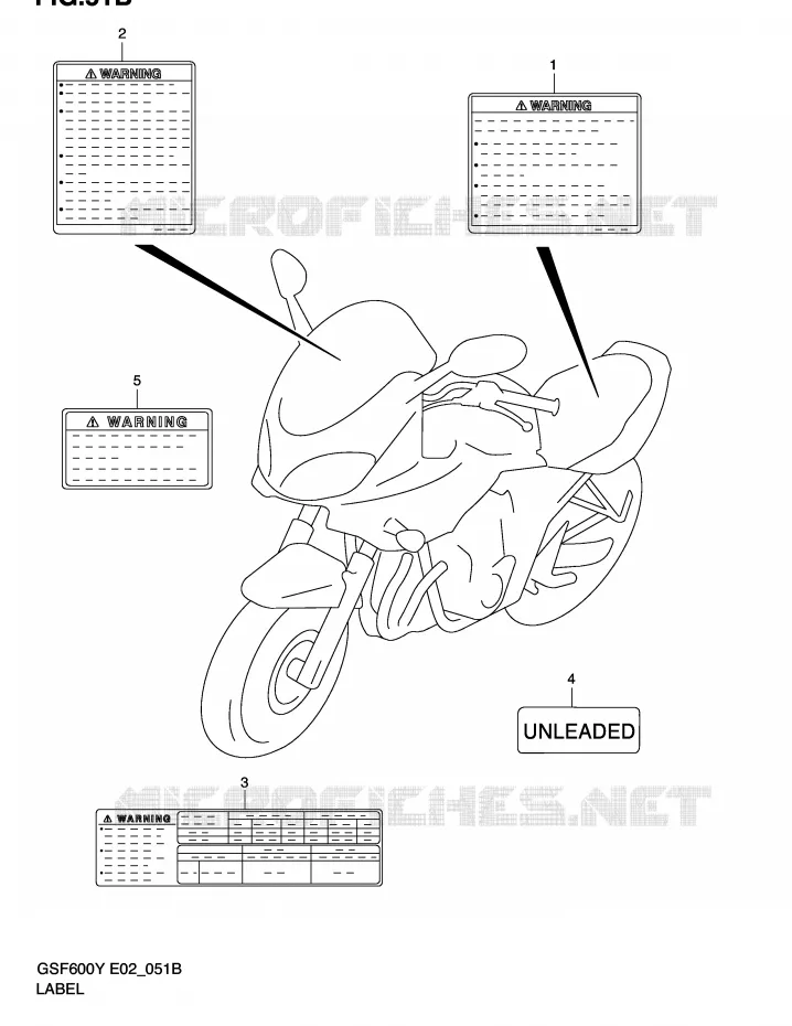 ETIKET (MODELE K2) Suzuki MOTO 600 BANDIT 2000  GSF600Y(E2)