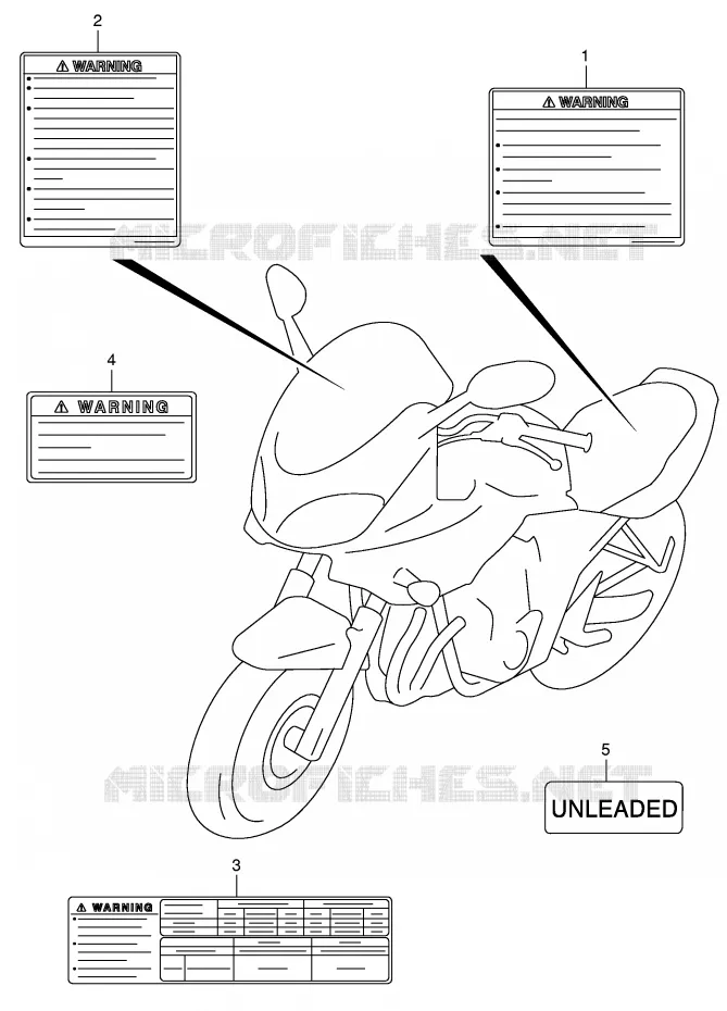 ETIKET (MODELE K5) Suzuki MOTO 1200 BANDIT 2001  GSF1200K1(E2)