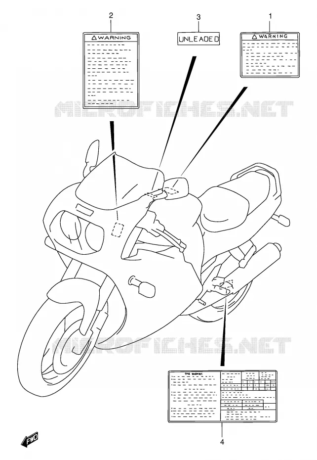 ETIKET (MODELE T/V/W) Suzuki MOTO 1100 GSX-R 1995  GSX-R1100WS(E2)