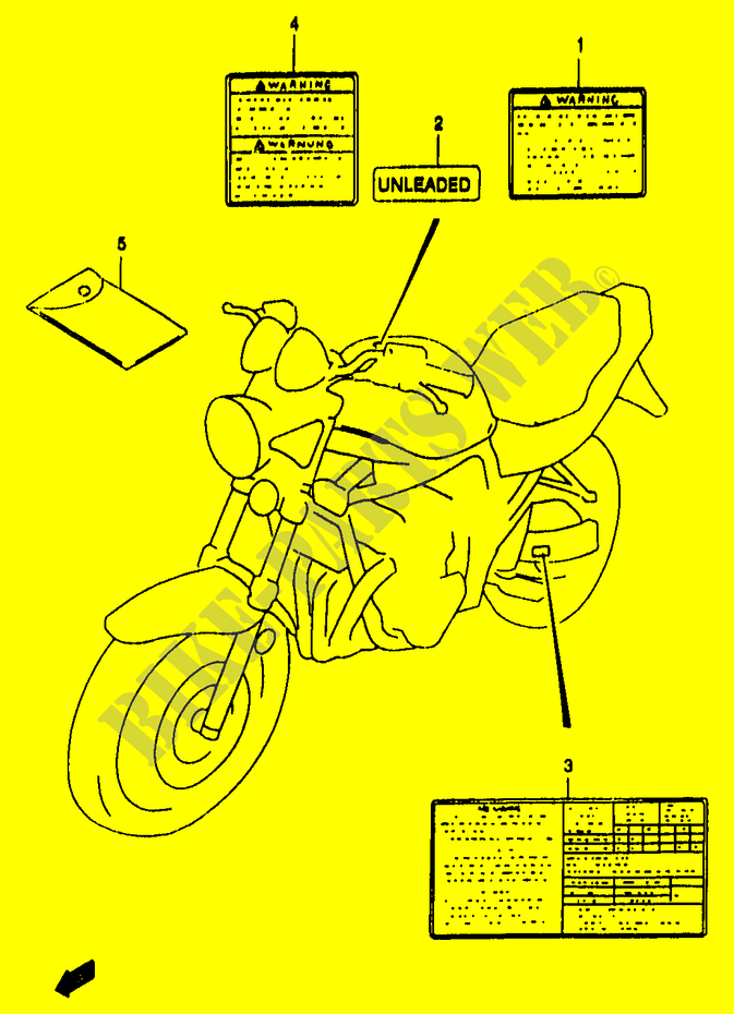 ETIKET (MODELE T/V/W/X) voor Suzuki BANDIT 1200 1996